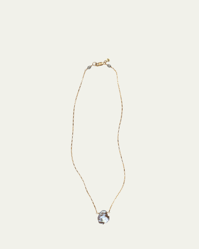 Flake Necklace with Pearl Pendant, 18"L